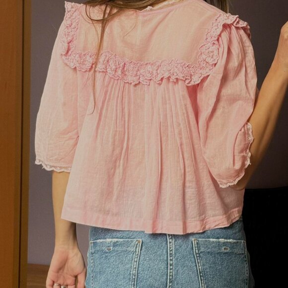 Free People Women's Pink Blouse - Picture 2 of 4